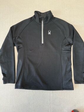 Spyder Mens Sweater SZ L 
Black half zip Pullover